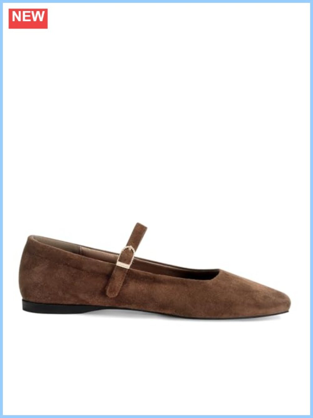 Women's Square Toe Mary Jane Ballet Flats with Buckle Strap and Cushioned Insole